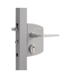 Opbouw poortslot voor 10-30 mm plat profiel + krukpaar + 3006M (Zilver)